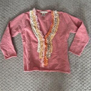 Free People Pink Ruffled Sweater